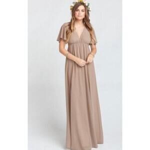 SHOW ME YOUR MUMU Faye Flutter Maxi Dress In Dune Chiffon NWT Size Women's M